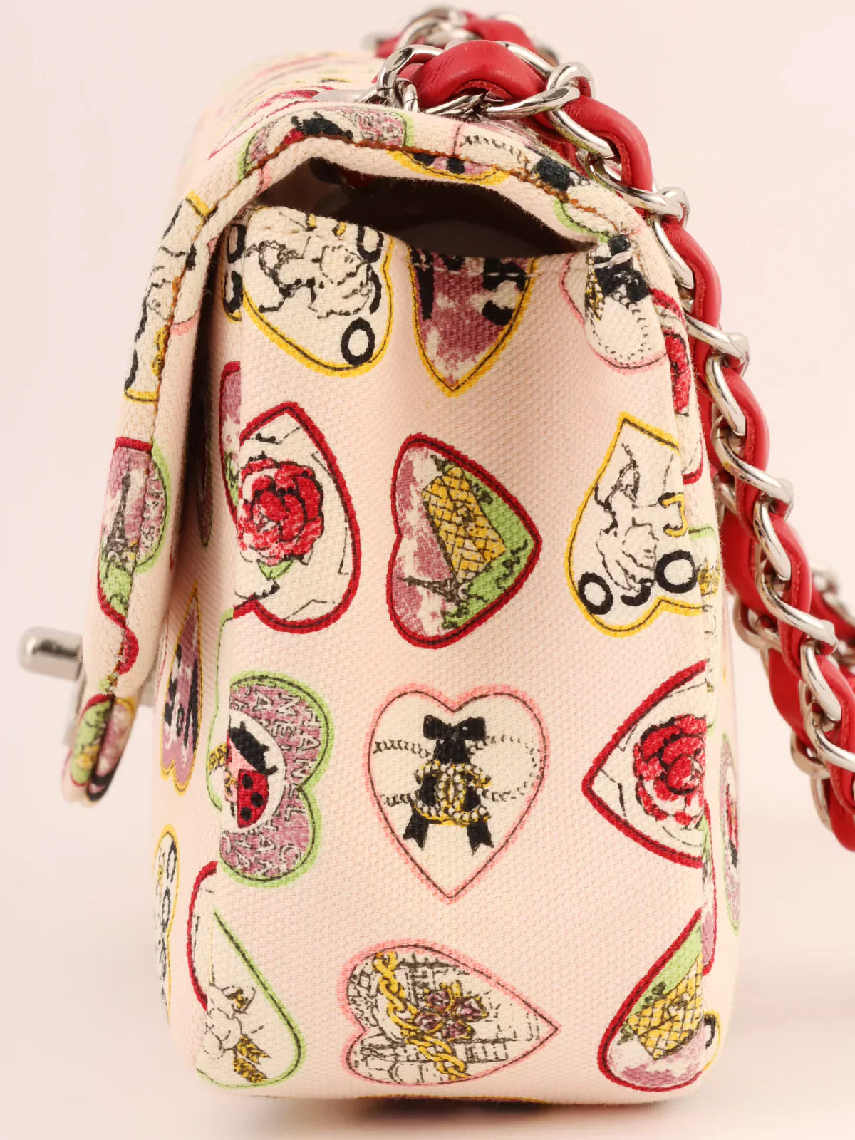 Chanel Around  Made Valentine Icon Pattern Turn-Lock Chain Bag Baby Pink/Multi