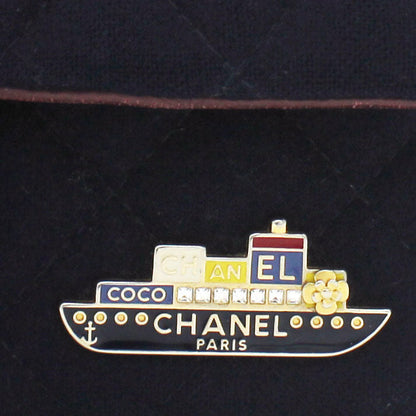 Felt Quilted Paris-Hamburg Charms Mini Rectangular Flap Dark Navy