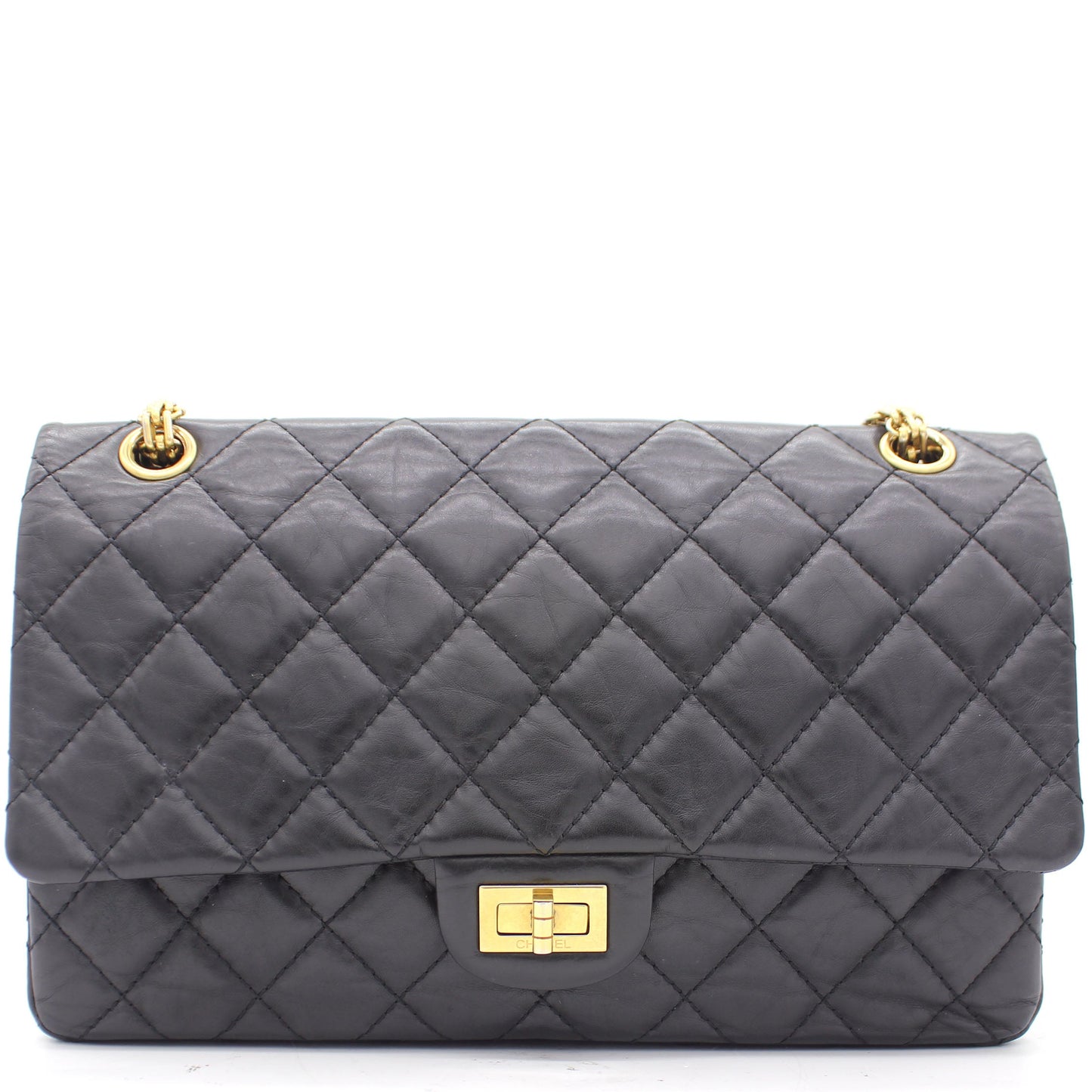 Black Quilted Crinkled Leather 226 Classic Reissue 2.55 Flap Bag