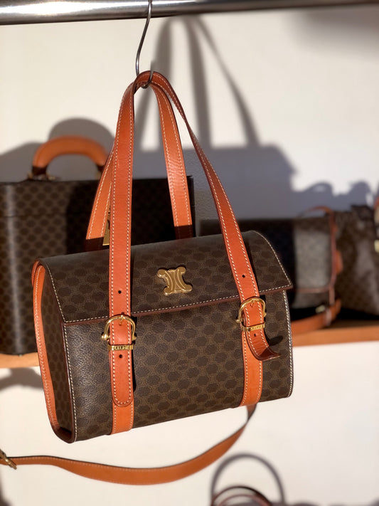 CELINE  Triomphe Box Handbag Brown Vintage Old CELINE axjbki