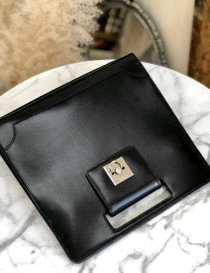 CELINE Gancini Cutout handle Handbag Black Vintage Old Celine sccjv8