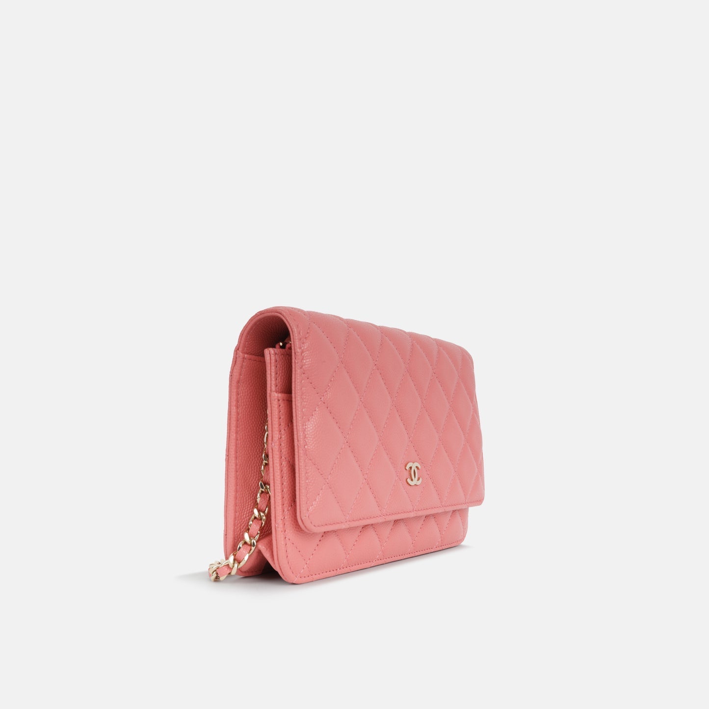 Chanel - Classic Wallet On Chain - Coral Pink Caviar Leather - CGHW -
