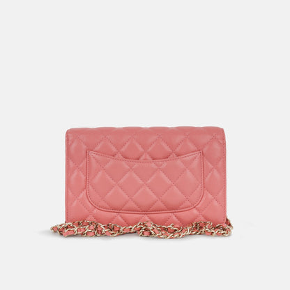 Chanel - Classic Wallet On Chain - Coral Pink Caviar Leather - CGHW -