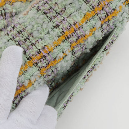 Chanel Around 1992 Made Tweed Classic Flap Handbag Mint Green
