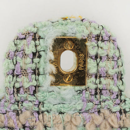 Chanel Around 1992 Made Tweed Classic Flap Handbag Mint Green