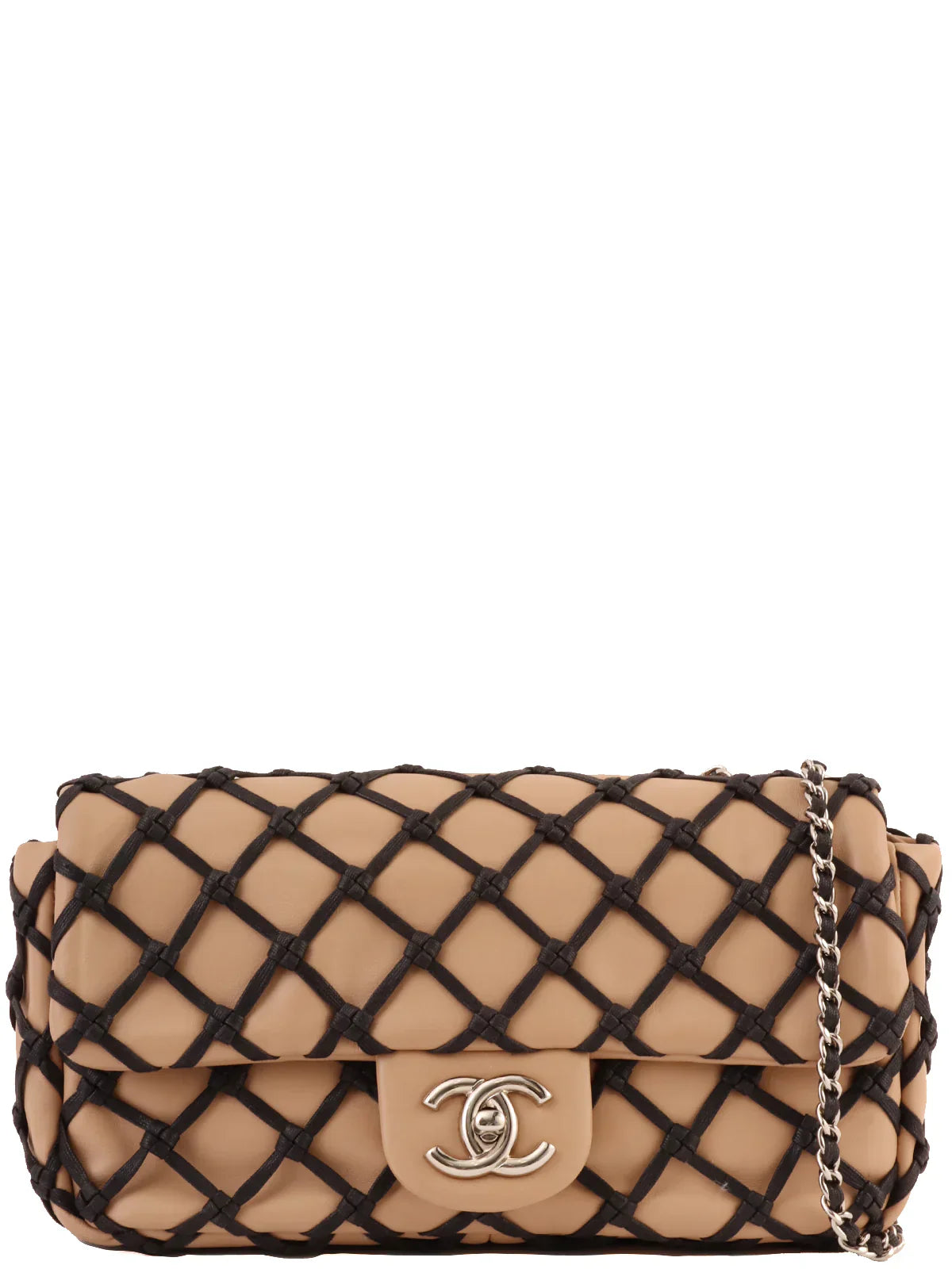Chanel Around  Made Clochette Turn-Lock Chain Shoulder Bag Beige/Black