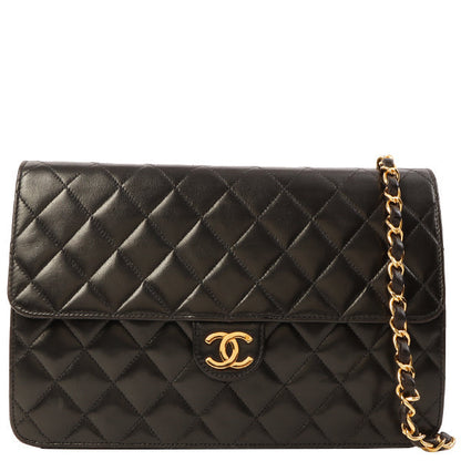 Chanel Around 1998 Made Cc Mark Plate Chain Bag Black