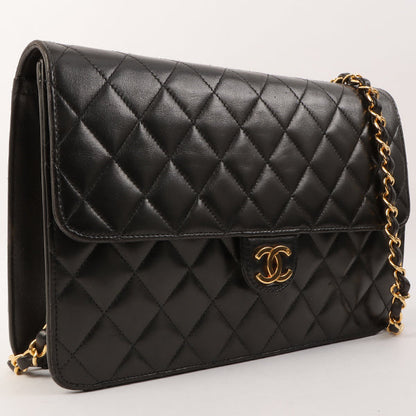 Chanel Around 1998 Made Cc Mark Plate Chain Bag Black
