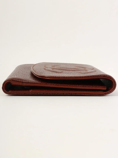 CHANEL Around 1998 Made Caivar Skin Cc Mark Stitch Wallet Brown