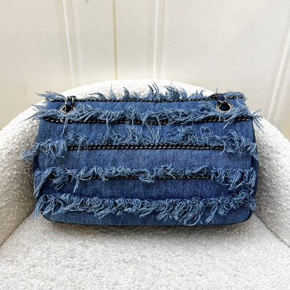 Chanel 15C Flap Bag with Fringe in Blue Denim, Calfskin and SHW (Model: A92708)