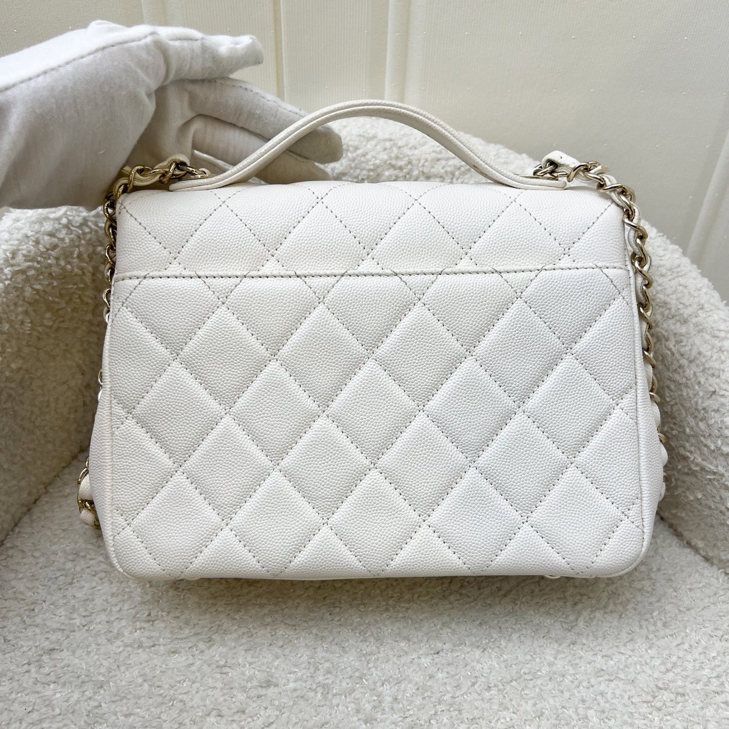 Chanel Medium Business Affinity in White Caviar and LGHW
