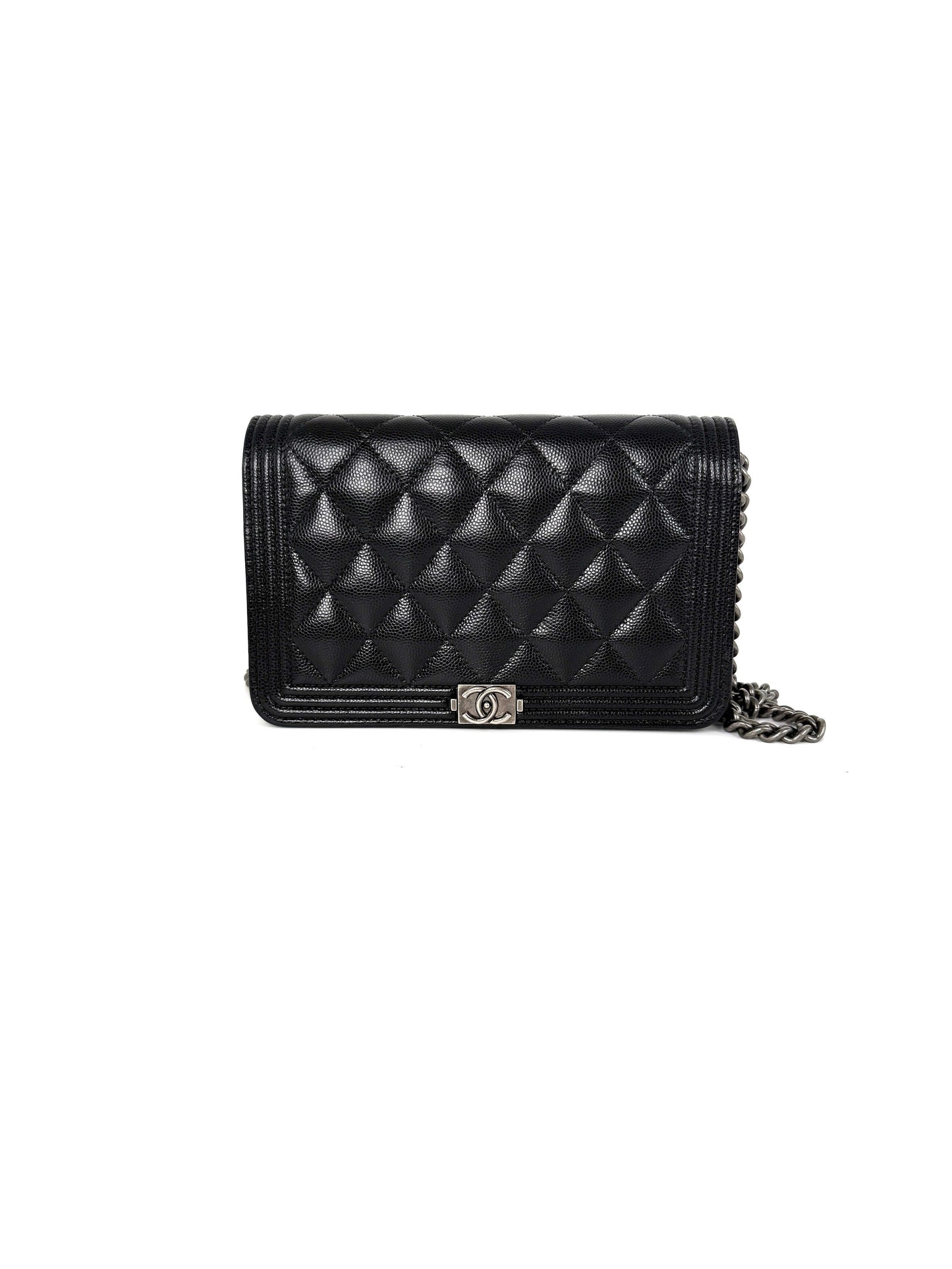 CHANEL Boy Quilted Caviar Leather WOC Wallet on Chain Crossbody Bag