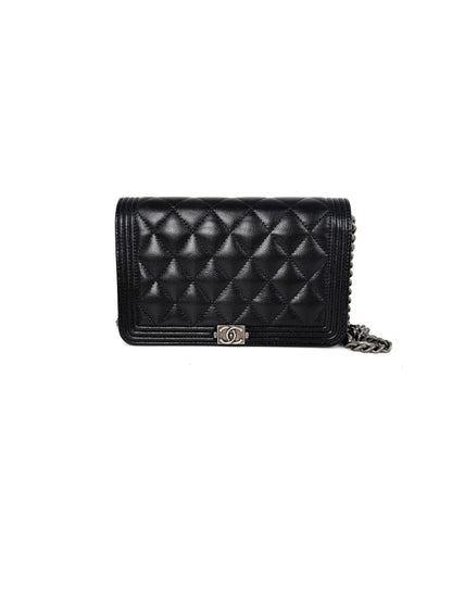 CHANEL Boy Quilted Caviar Leather WOC Wallet on Chain Crossbody Bag