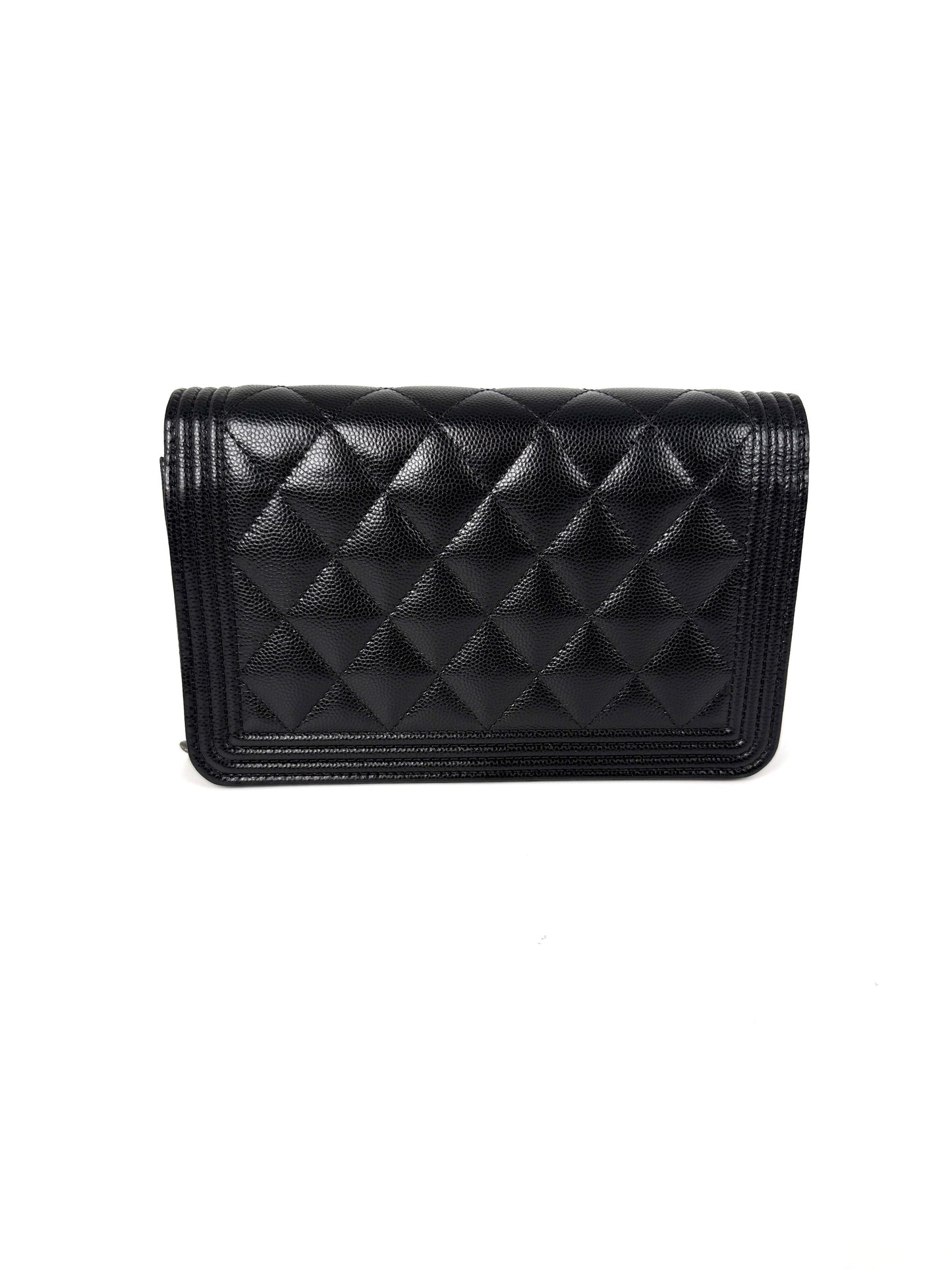 CHANEL Boy Quilted Caviar Leather WOC Wallet on Chain Crossbody Bag