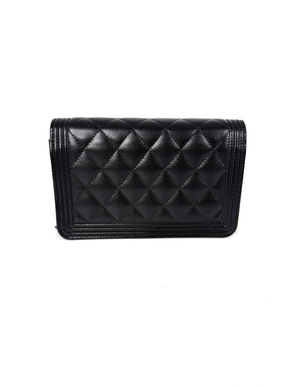 CHANEL Boy Quilted Caviar Leather WOC Wallet on Chain Crossbody Bag