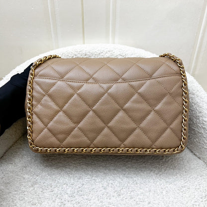 Chanel 22B Never Ending Chain Flap in Milk Tea Beige Caviar and AGHW (Model: AS3468)