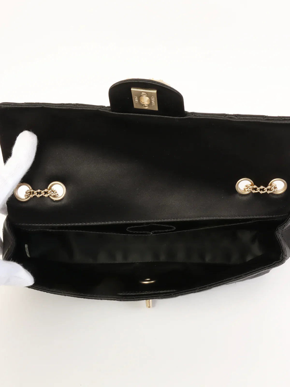 Chanel Around  Made Silk Satin Gripoix Turn-Lock Chain Bag Black/Gold/Multi
