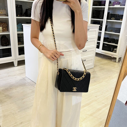 Chanel 20A Full Flap Bag in Black Caviar and AGHW (Model: AS1977B)