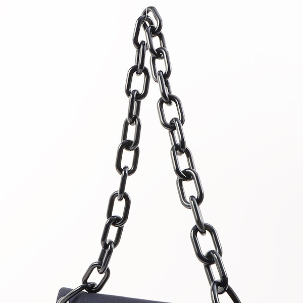 Prada Logo Plate Chain Shoulder Bag Navy