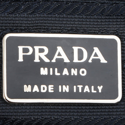 Prada Logo Plate Chain Shoulder Bag Navy