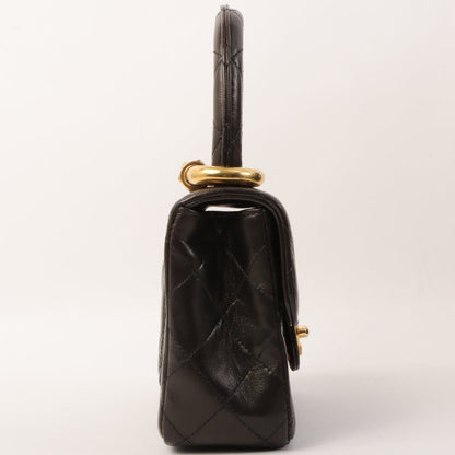 Chanel Around 1995 Made Classic Flap Handbag With Micro Bag Black