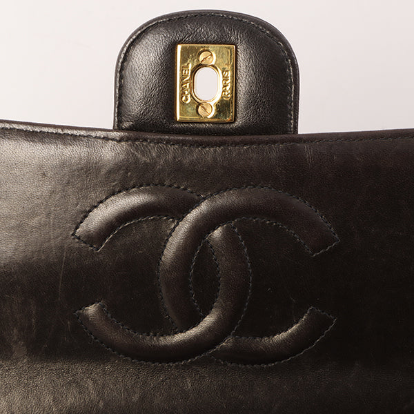 Chanel Around 1995 Made Classic Flap Handbag With Micro Bag Black