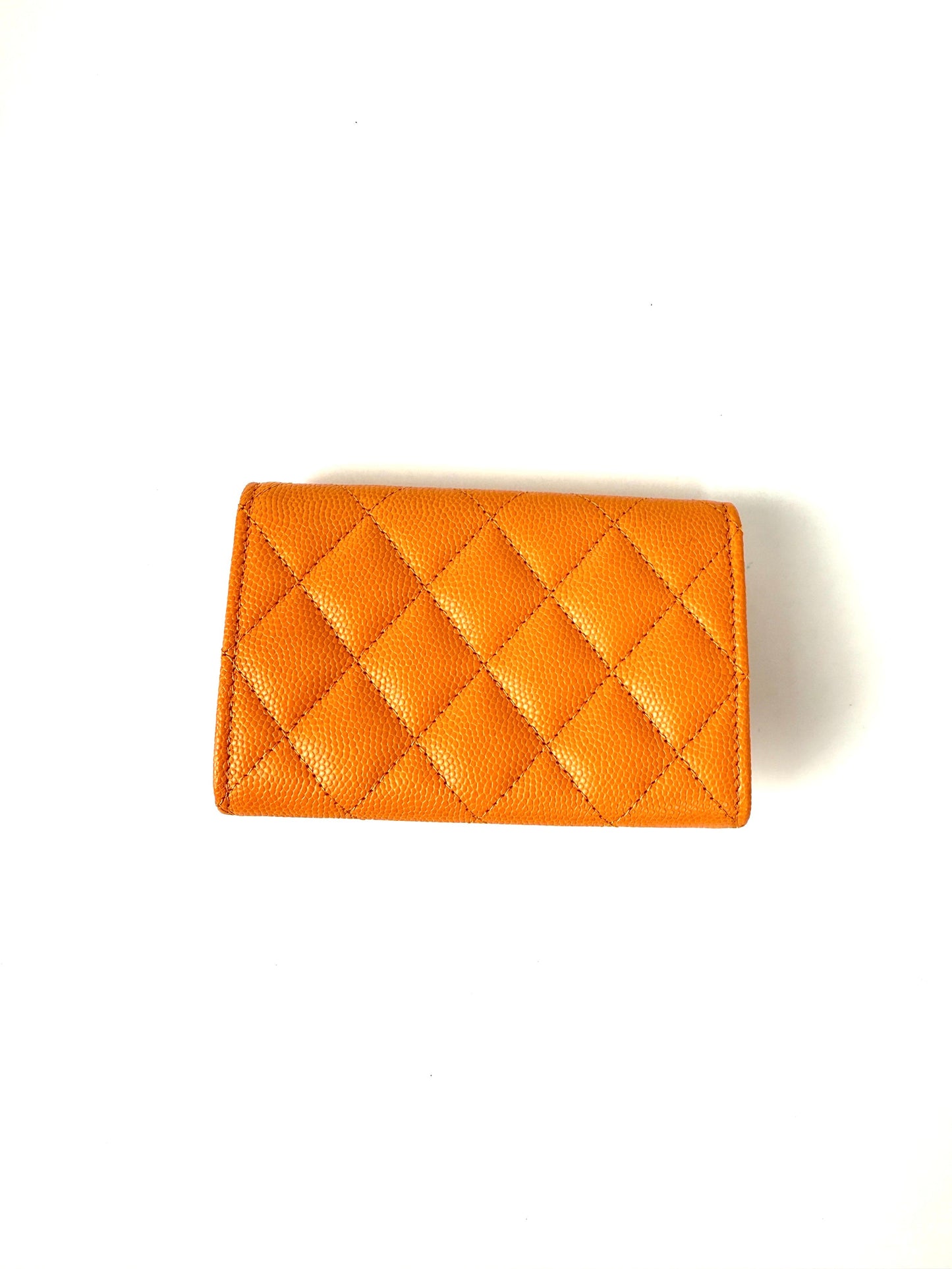 CHANEL 19 Flap Caviar Leather Orange Pink 2024 Compact Card Holder Case