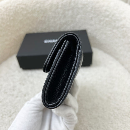Chanel Classic Snap Card Holder in Black Caviar and SHW (Model: AP0214)