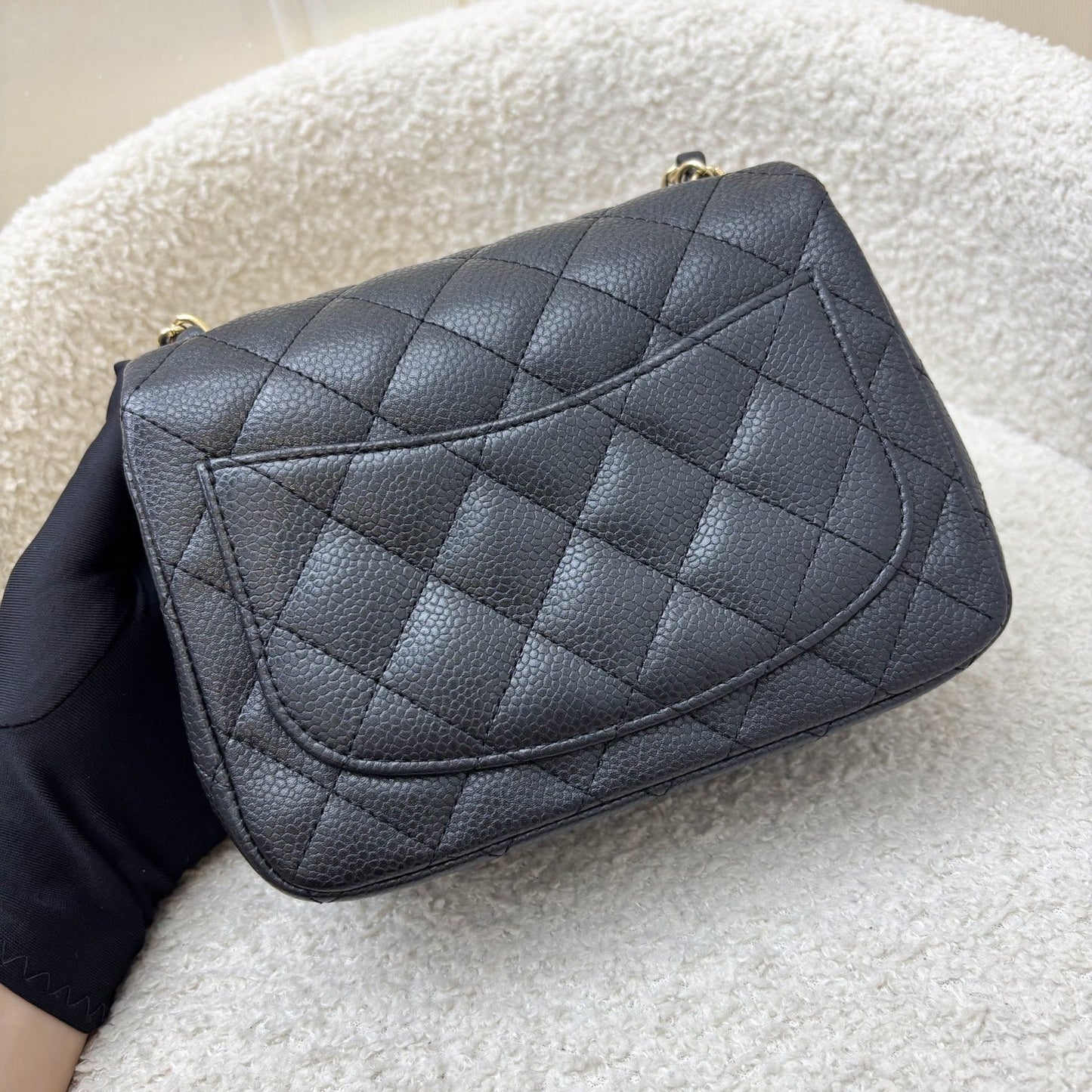 Chanel Classic Square Mini Flap in Black Caviar and Matte GHW