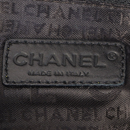 Chanel Around 2003 Made Chocolate Bar Logo Plate Top Handle Bag Black