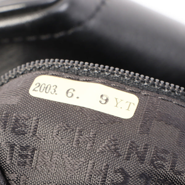 Chanel Around 2003 Made Chocolate Bar Logo Plate Top Handle Bag Black