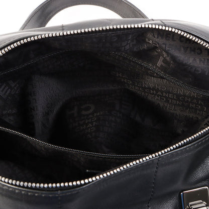 Chanel Around 2003 Made Chocolate Bar Logo Plate Top Handle Bag Black