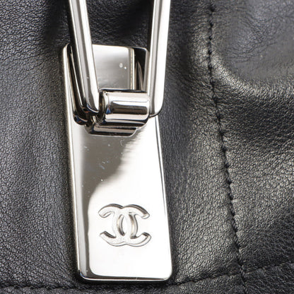 Chanel Around 2003 Made Chocolate Bar Logo Plate Top Handle Bag Black