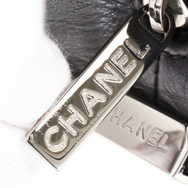 Chanel Around 2003 Made Chocolate Bar Logo Plate Top Handle Bag Black