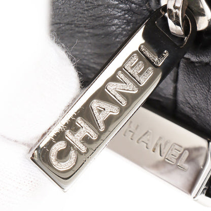 Chanel Around 2003 Made Chocolate Bar Logo Plate Top Handle Bag Black
