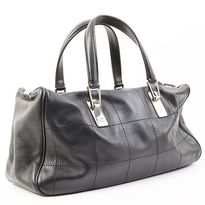 Chanel Around 2003 Made Chocolate Bar Logo Plate Top Handle Bag Black