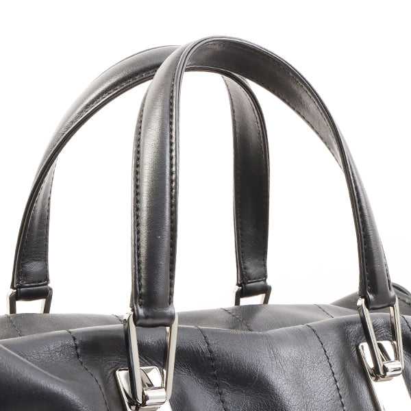 Chanel Around 2003 Made Chocolate Bar Logo Plate Top Handle Bag Black