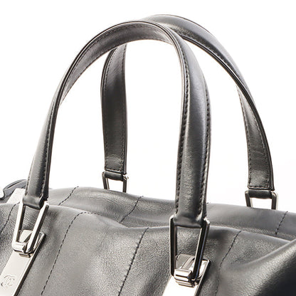Chanel Around 2003 Made Chocolate Bar Logo Plate Top Handle Bag Black