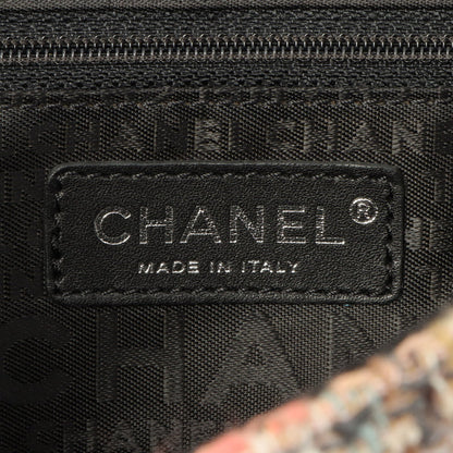 Chanel Around 2005 Made Tweed Camellia Design Chain Shoulder Bag Pink/Multi