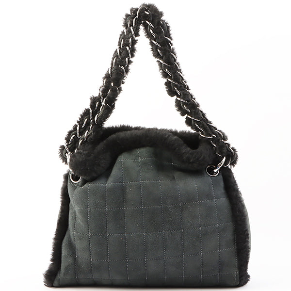 Chanel Around 2006 Made Mouton Cc Mark Stitch Shoulder Bag With Pouch Black