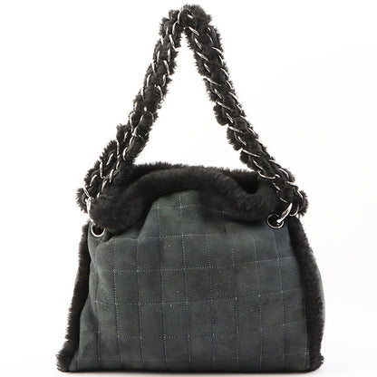 Chanel Around 2006 Made Mouton Cc Mark Stitch Shoulder Bag With Pouch Black