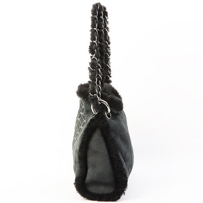 Chanel Around 2006 Made Mouton Cc Mark Stitch Shoulder Bag With Pouch Black