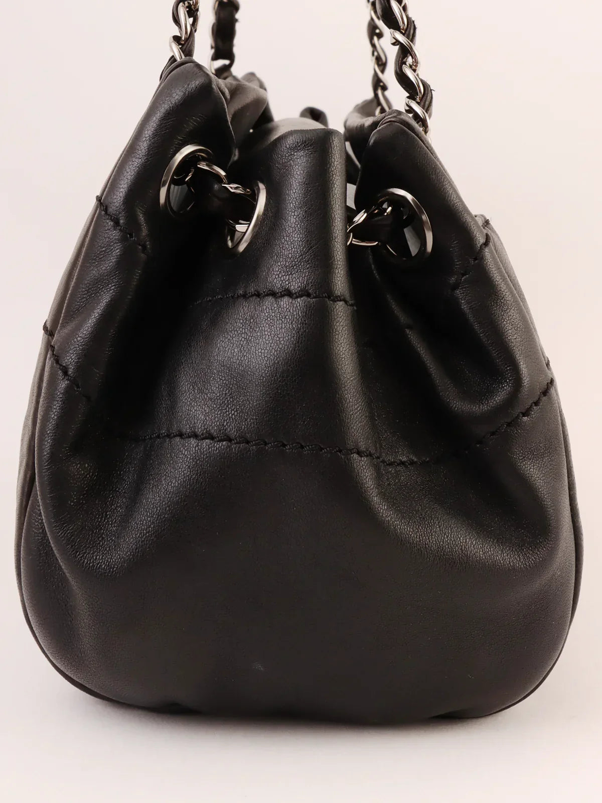 Chanel Around  Made Logo Plate Chain Shoulder Bag Black