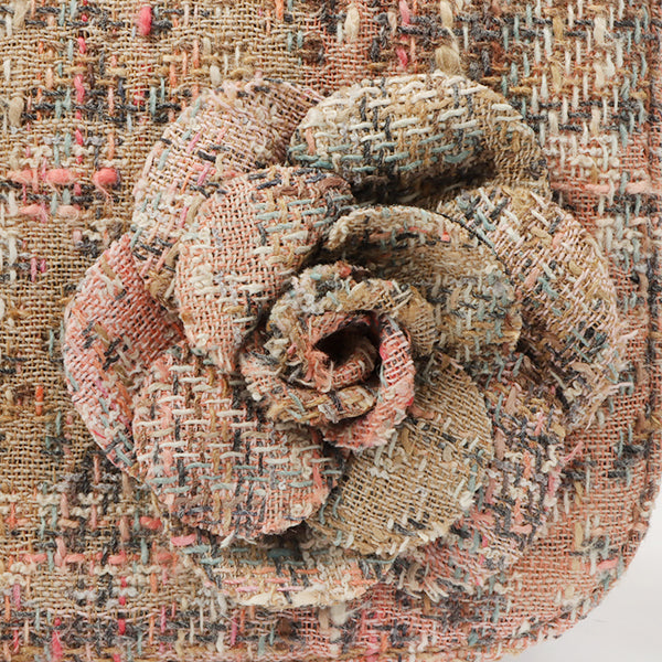 Chanel Around 2005 Made Tweed Camellia Design Chain Shoulder Bag Pink/Multi