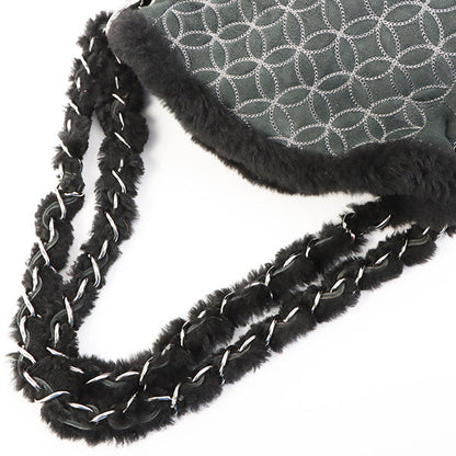 Chanel Around 2006 Made Mouton Cc Mark Stitch Shoulder Bag With Pouch Black