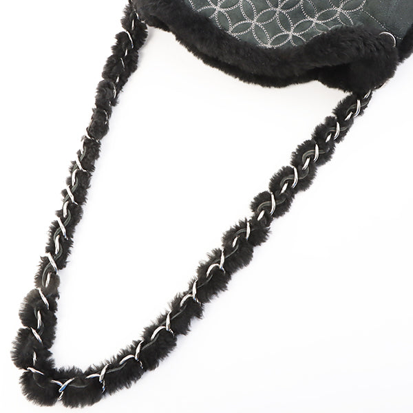 Chanel Around 2006 Made Mouton Cc Mark Stitch Shoulder Bag With Pouch Black
