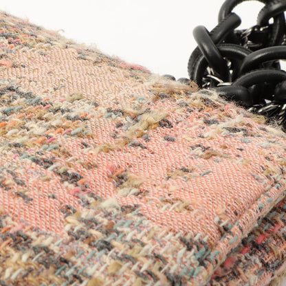 Chanel Around 2005 Made Tweed Camellia Design Chain Shoulder Bag Pink/Multi
