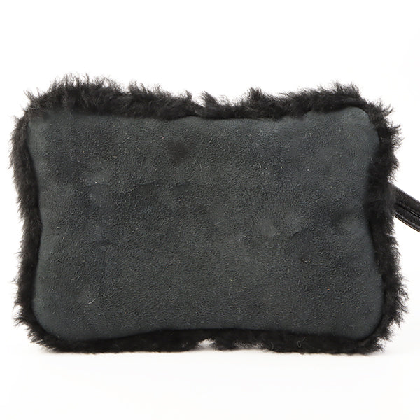 Chanel Around 2006 Made Mouton Cc Mark Stitch Shoulder Bag With Pouch Black