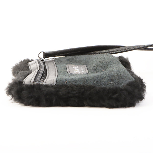 Chanel Around 2006 Made Mouton Cc Mark Stitch Shoulder Bag With Pouch Black