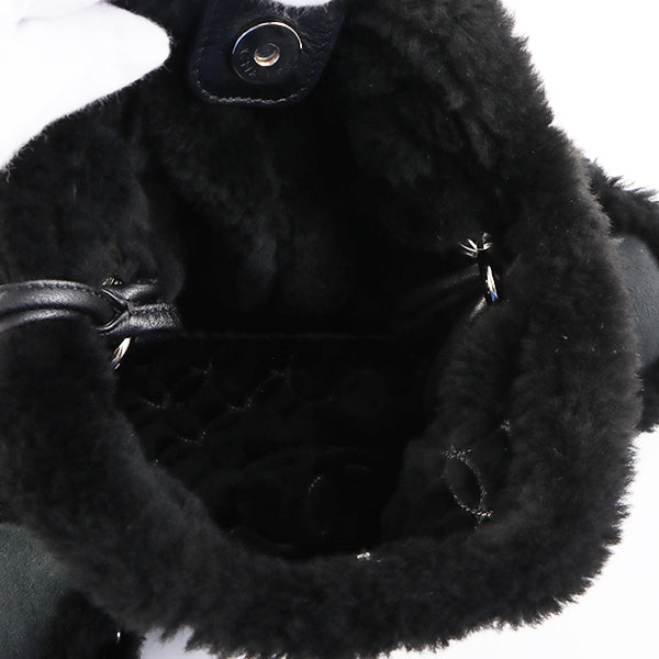 Chanel Around 2006 Made Mouton Cc Mark Stitch Shoulder Bag With Pouch Black